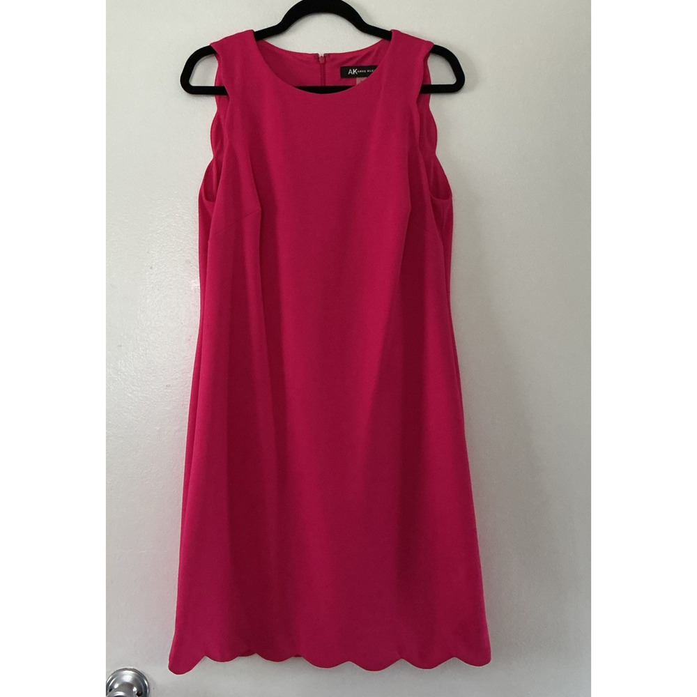 Anne Klein Dress Womens M Sleeveless Fuschia Pink Lined Sheath Career Capsule